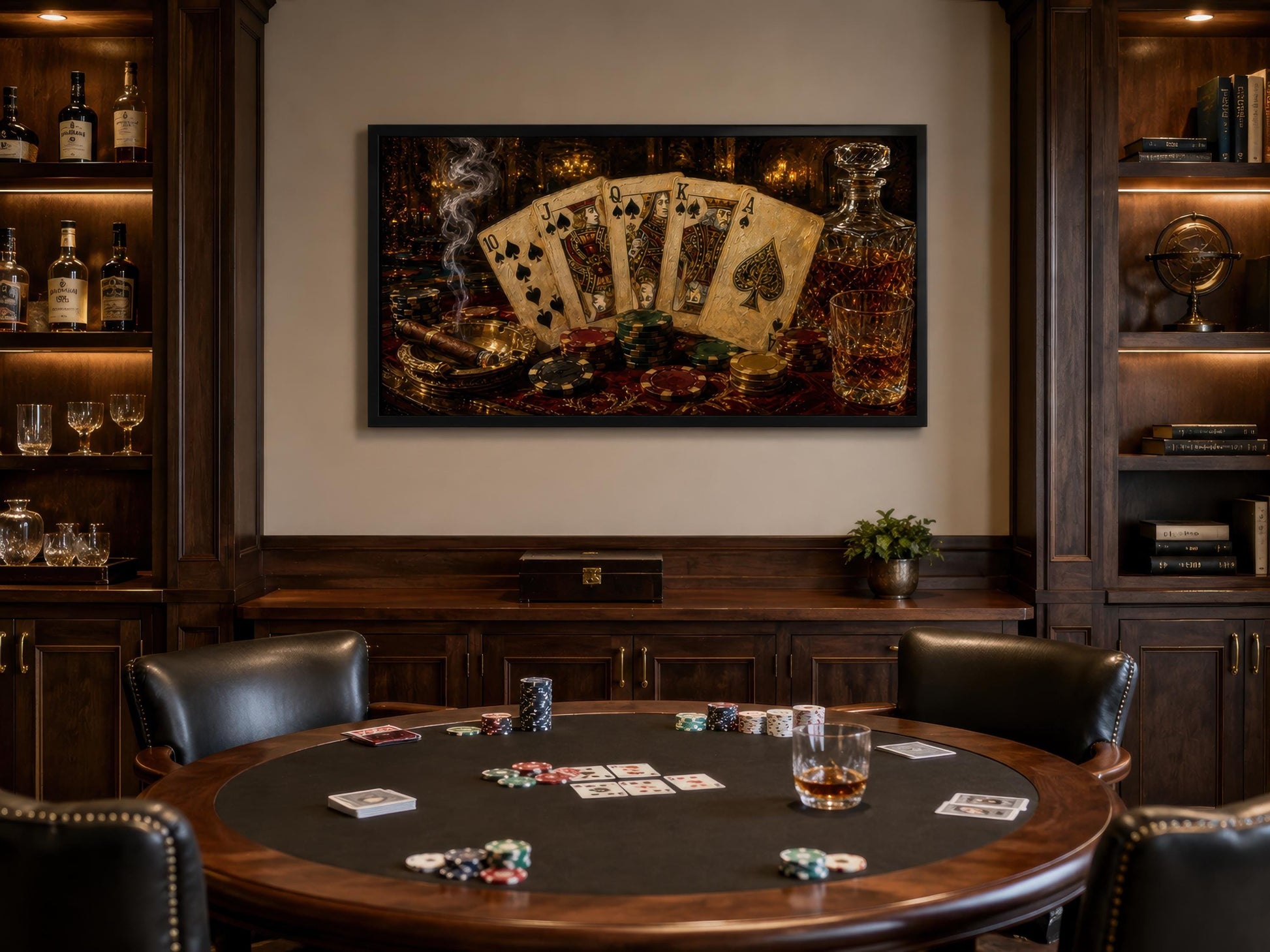Royal Flush Poker Canvas Wall Art for Man Cave Or Game Room Decor