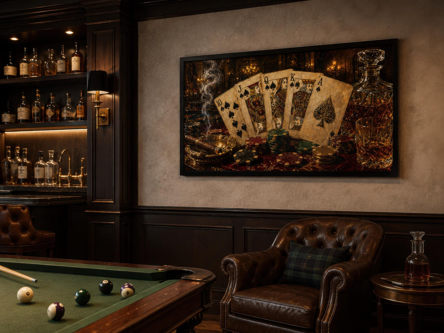 Royal Flush Poker Canvas Wall Art for Man Cave Or Game Room Decor