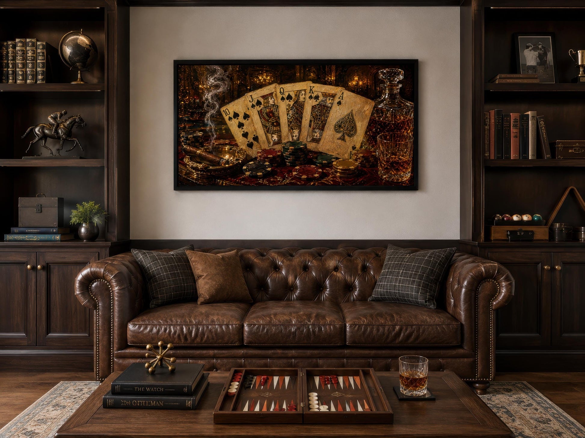 Royal Flush Poker Canvas Wall Art for Man Cave Or Game Room Decor