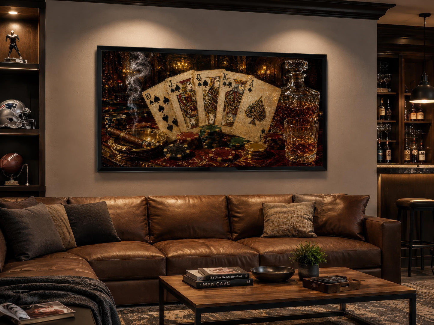 Royal Flush Poker Canvas Wall Art for Man Cave Or Game Room Decor