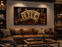 Royal Flush Poker Canvas Wall Art for Man Cave Or Game Room Decor