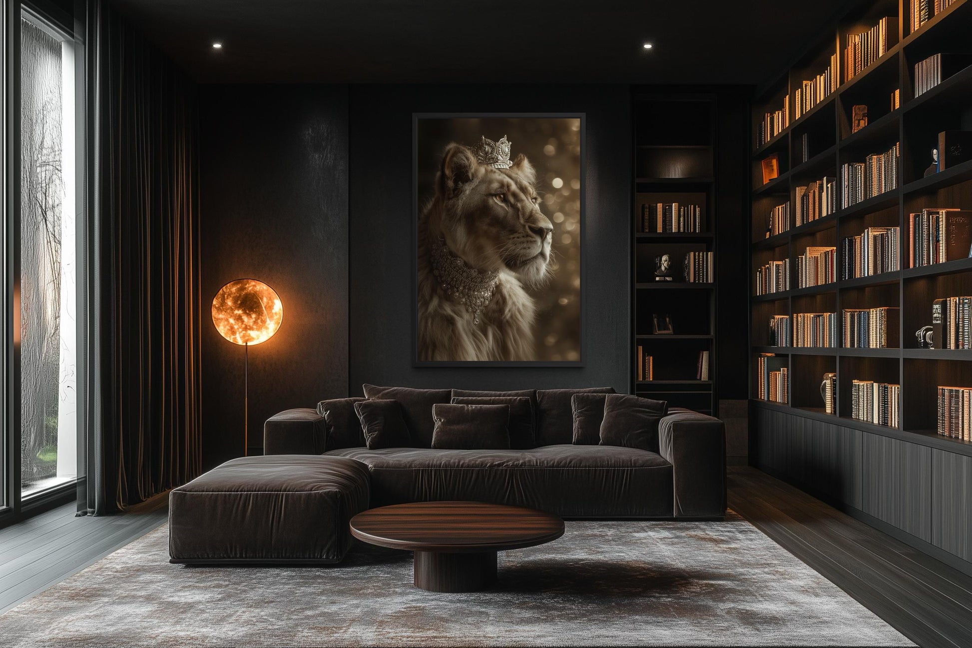Royal Lioness Queen With Crown And Jewellery Canvas Wall Art