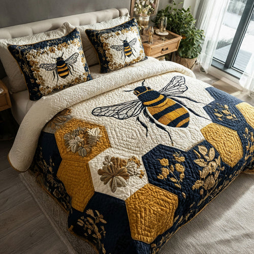 Royal Bee 3-Piece Quilted Bedding Set - Single (59" x 70")