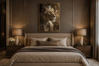 Royal Lioness Queen With Crown And Jewellery Canvas Wall Art
