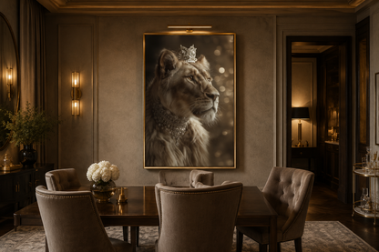 Royal Lioness Queen With Crown And Jewellery Canvas Wall Art