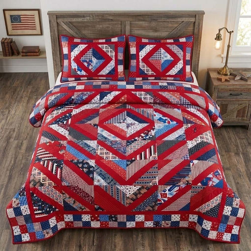 Ruby Mosaic 3-Piece Quilted Bedding Set - Single (59" x 70")