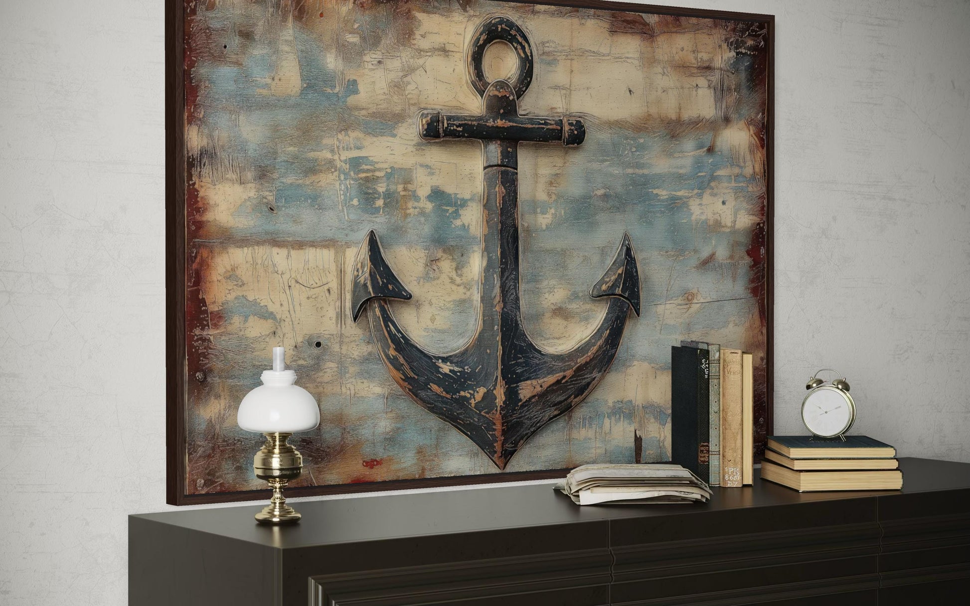 Rustic Anchor Wall Art – Nautical Canvas Artwork | Coastal Maritime Decor