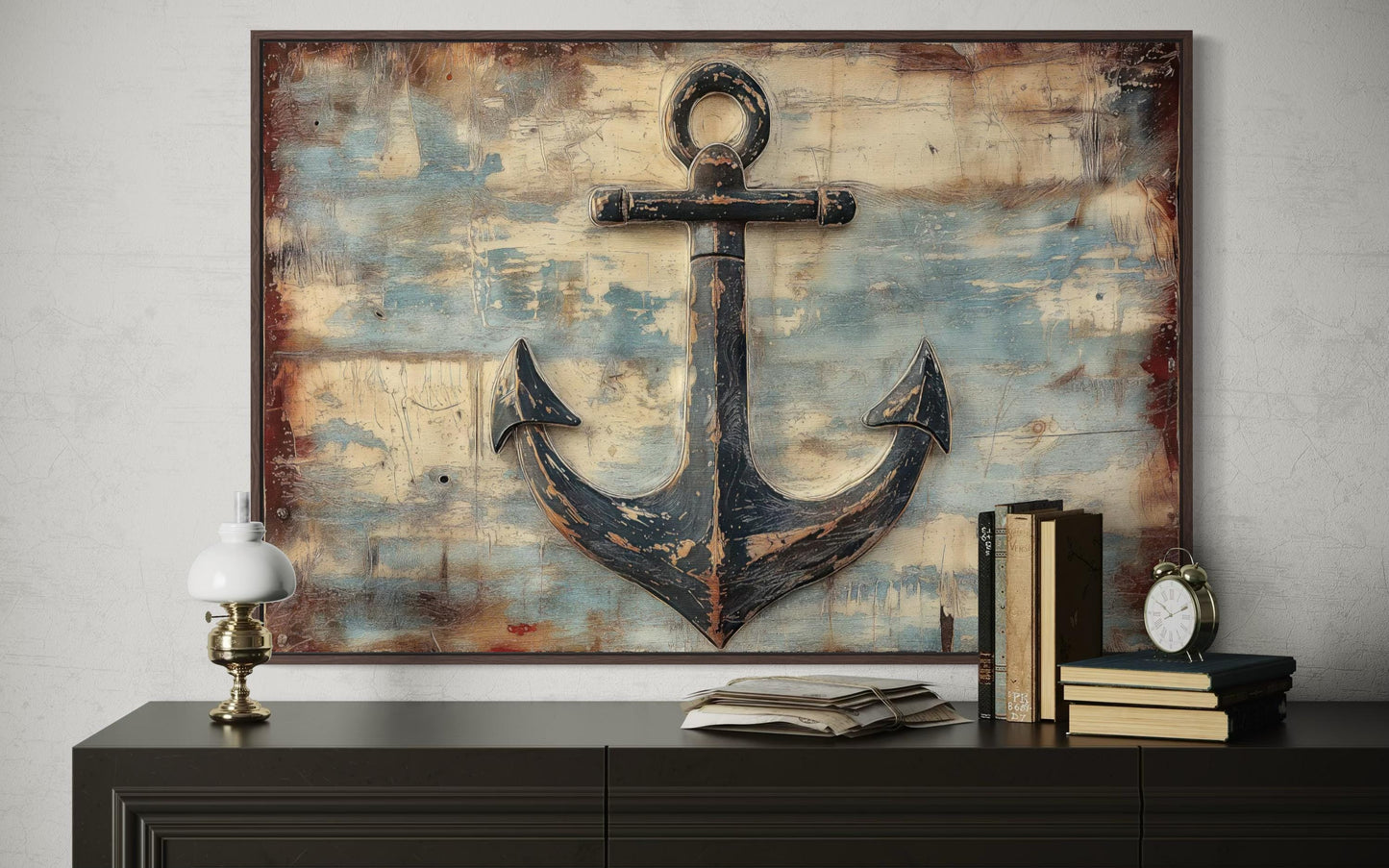 Rustic Anchor Wall Art – Nautical Canvas Artwork | Coastal Maritime Decor