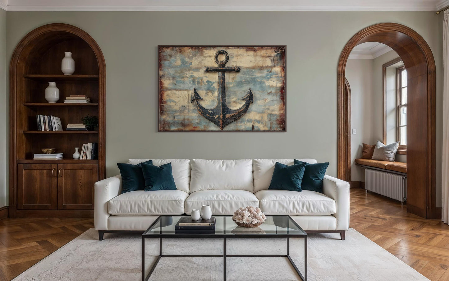 Rustic Anchor Wall Art – Nautical Canvas Artwork | Coastal Maritime Decor