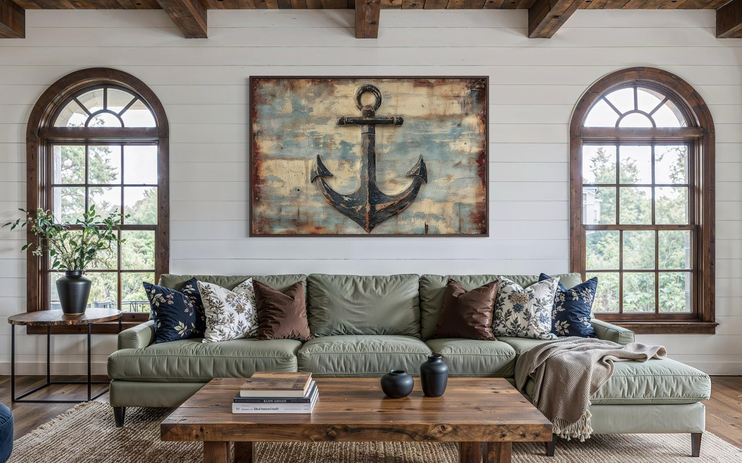 Rustic Anchor Wall Art – Nautical Canvas Artwork | Coastal Maritime Decor