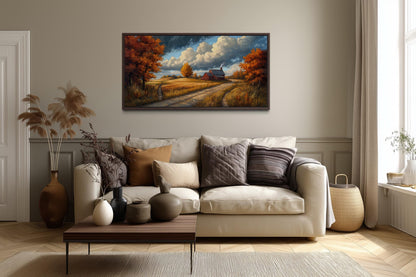 Rustic Autumn Barn Landscape Wall Art