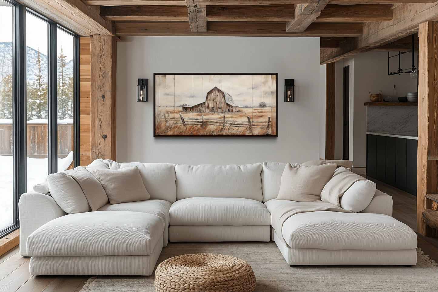 Rustic Barn Wall Art – Weathered Barn Artwork | Farmhouse Wall Decor Canvas