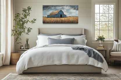 Rustic Blue Barn Framed Canvas Wall Art For Farmhouse Decor