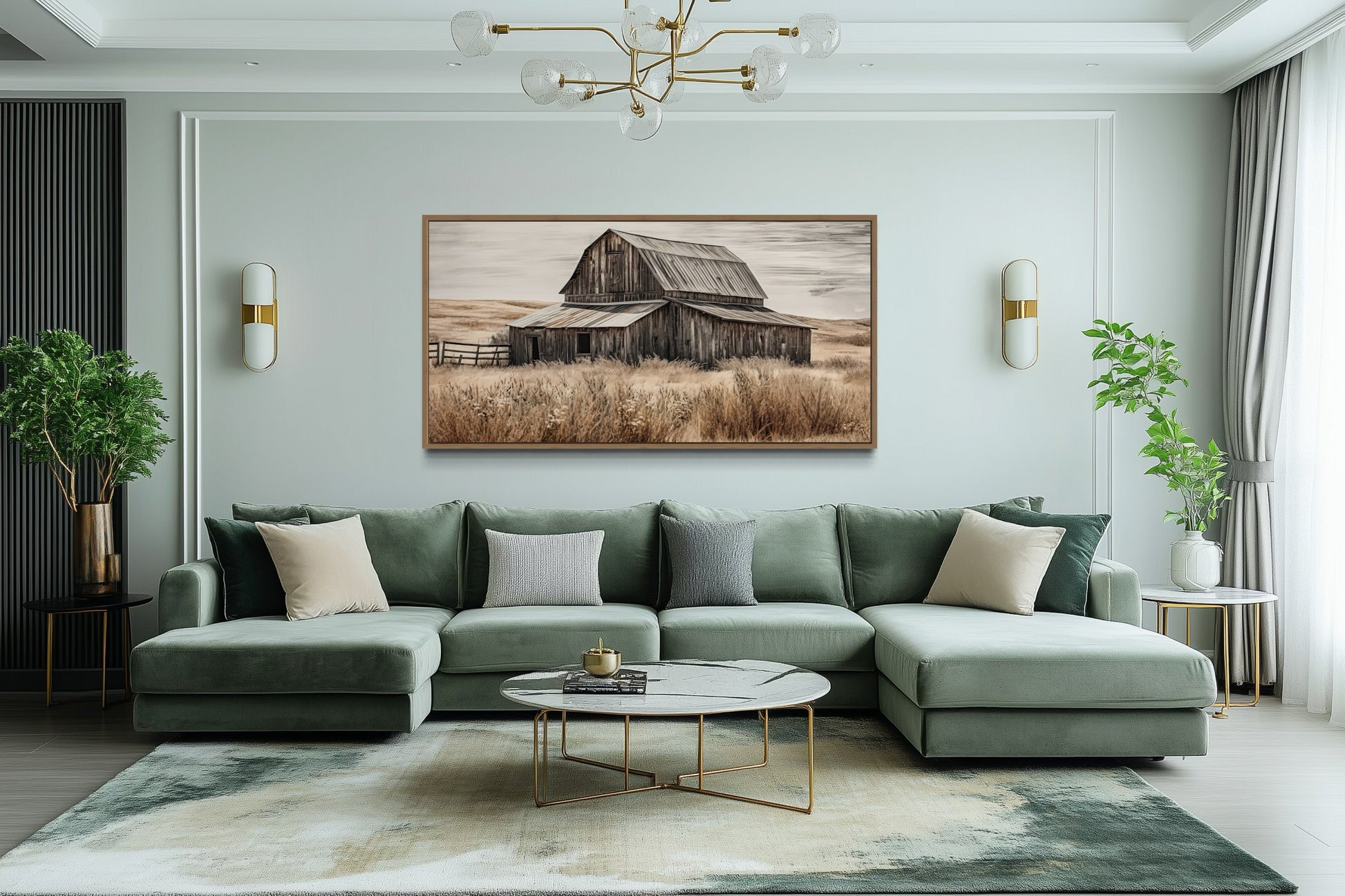 Rustic Chic Old Farm Barn Painting On Wood Framed Canvas Wall Art