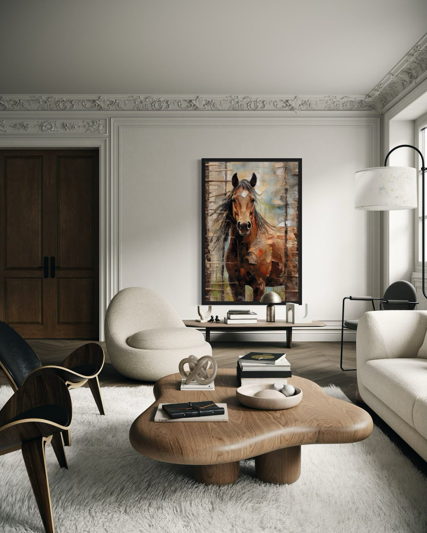 Rustic Farm Horse Framed Canvas Wall Art