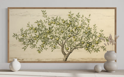 Rustic Farmhouse Wall Art – Apple Tree Canvas Kitchen Decor With Cozy Orchard Style