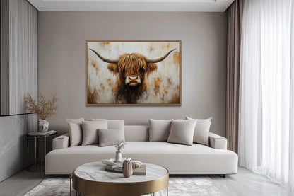 Rustic Highland Cow Canvas Wall Art