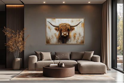 Rustic Highland Cow Canvas Wall Art