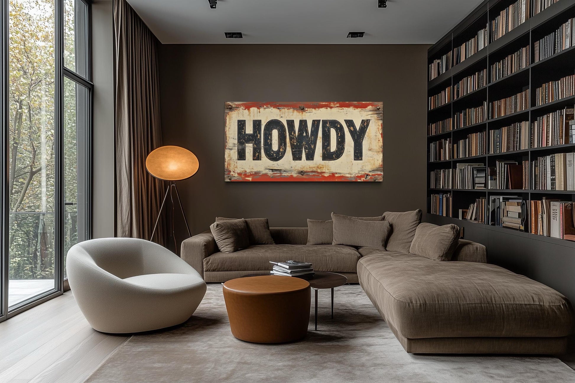 Rustic "Howdy" Sign Framed Canvas Wall Art