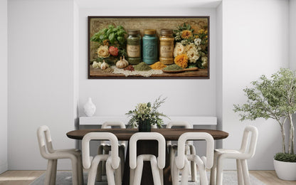 Rustic Kitchen Wall Art - Farmhouse Dining Room Decor | Herbs & Spices Canvas Print