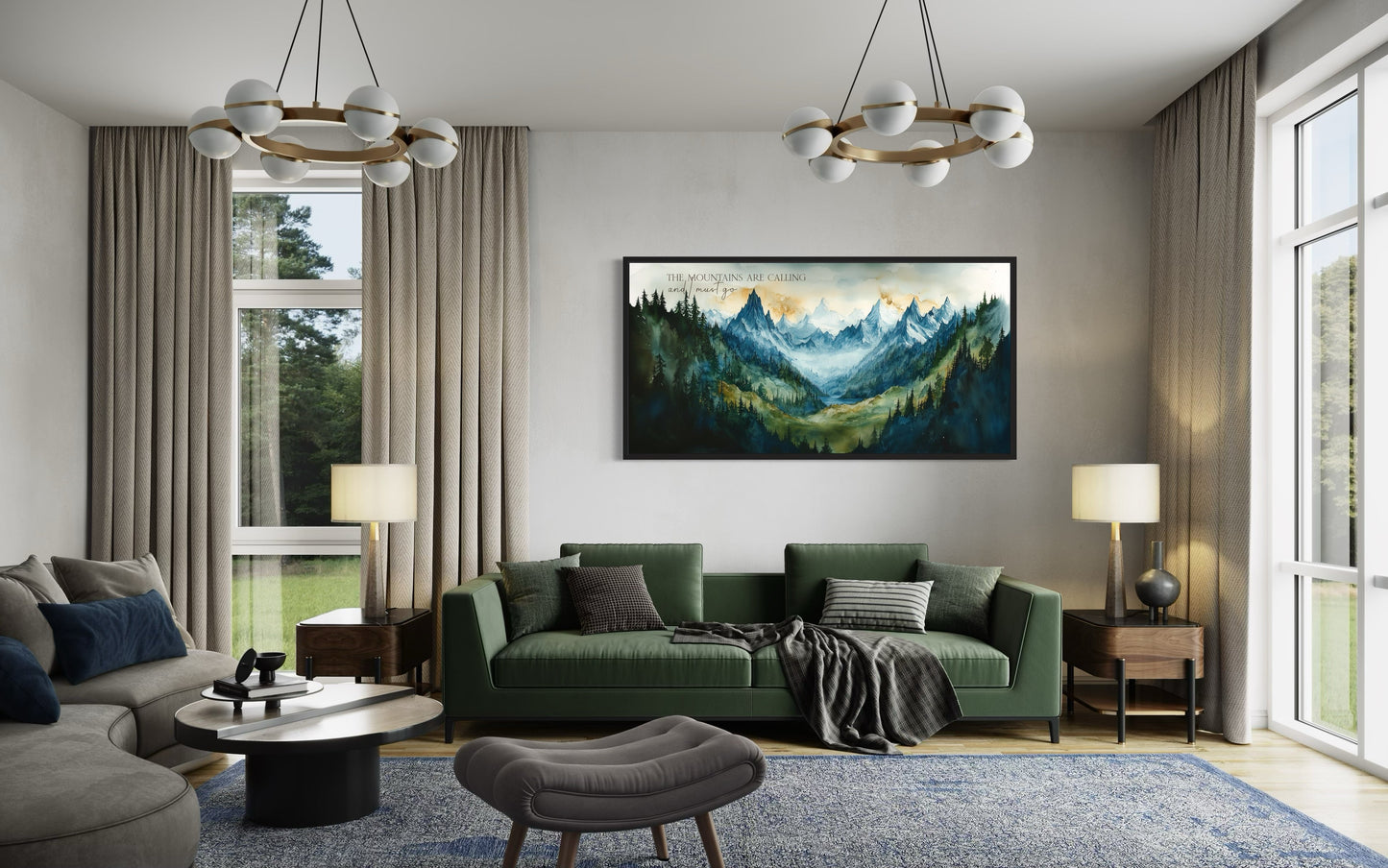 Mountains Are Calling And I Must Go Wall Art - Framed Nature Artwork For Cabin Dexor
