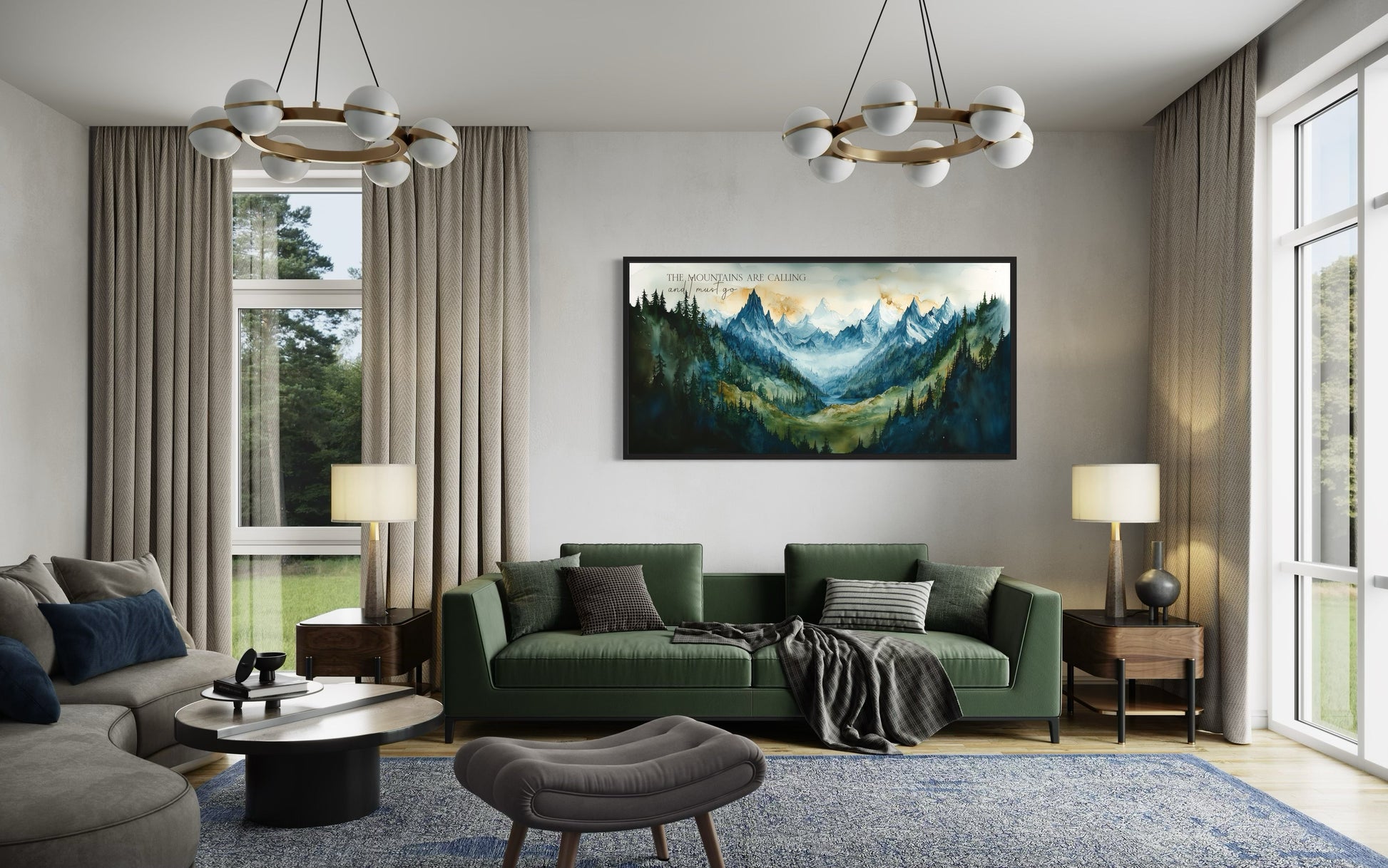 Mountains Are Calling And I Must Go Wall Art - Framed Nature Artwork For Cabin Dexor