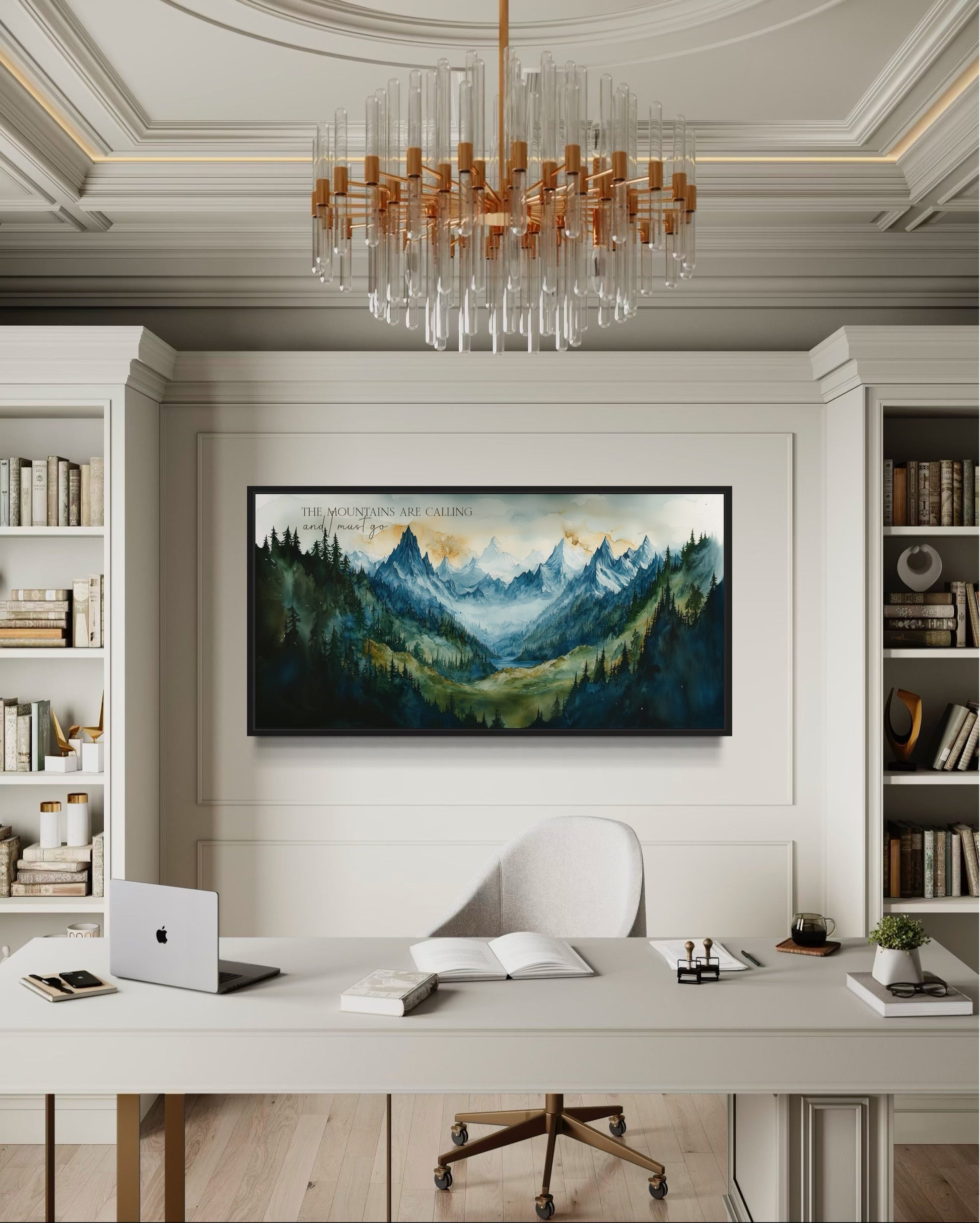 Mountains Are Calling And I Must Go Wall Art - Framed Nature Artwork For Cabin Dexor