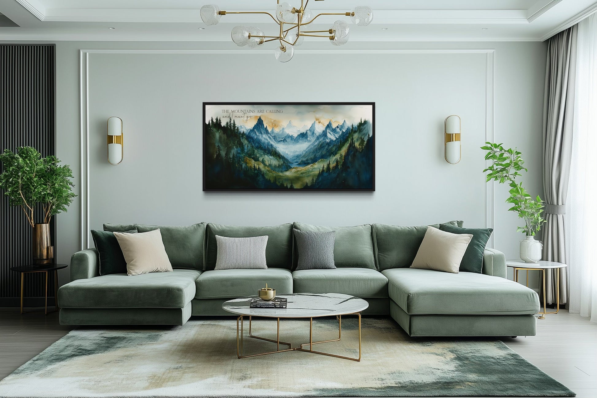 Mountains Are Calling And I Must Go Wall Art - Framed Nature Artwork For Cabin Dexor