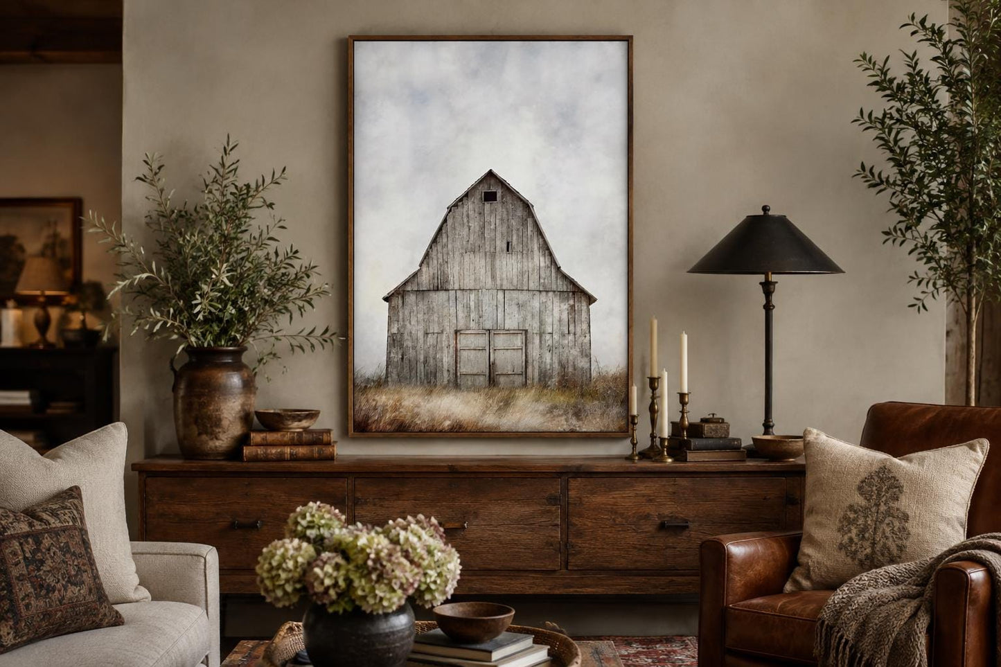 Rustic Old Barn In The Field Vertical Farmhouse Wall Decor Canvas Wall Art