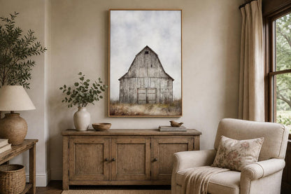 Rustic Old Barn In The Field Vertical Farmhouse Wall Decor Canvas Wall Art