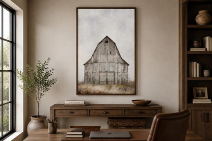 Rustic Old Barn In The Field Vertical Farmhouse Wall Decor Canvas Wall Art