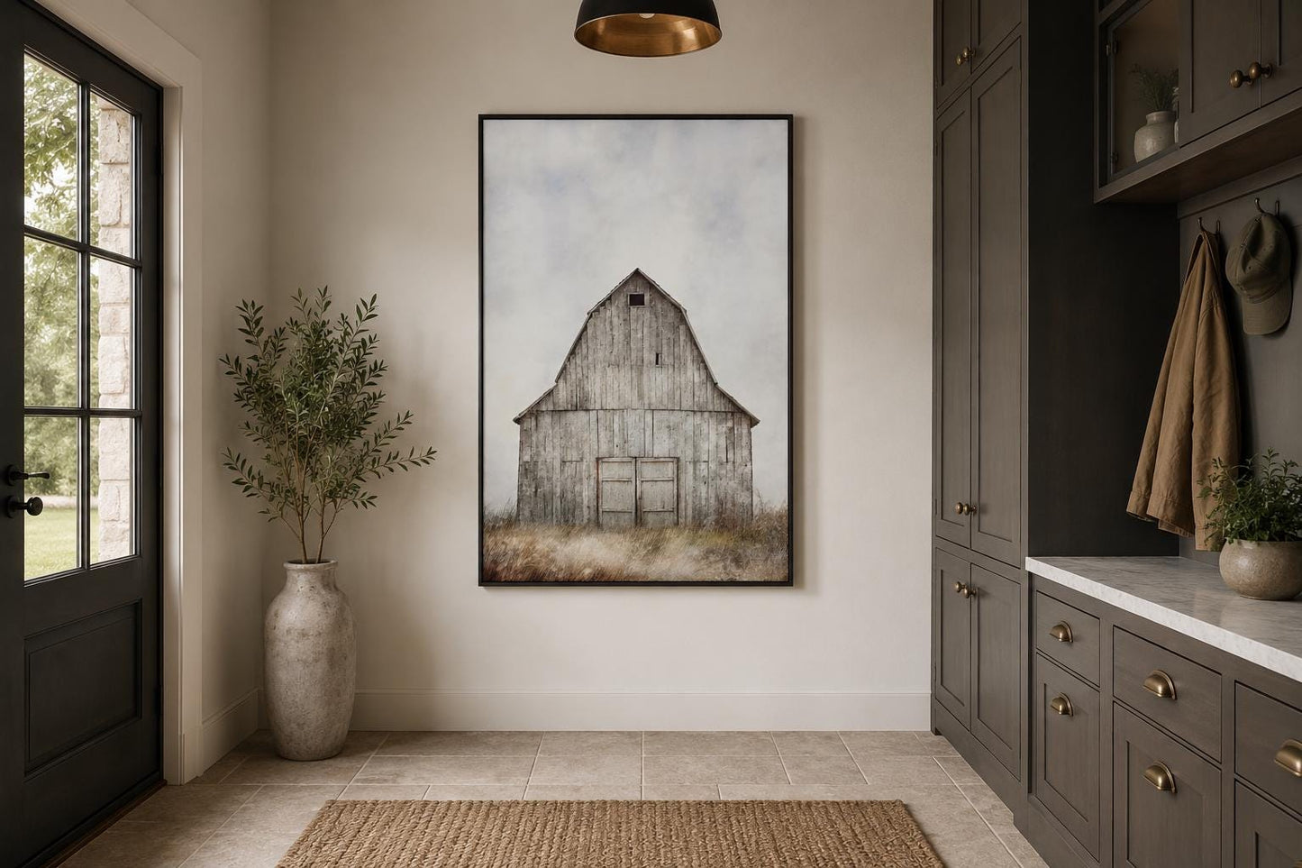 Rustic Old Barn In The Field Vertical Farmhouse Wall Decor Canvas Wall Art