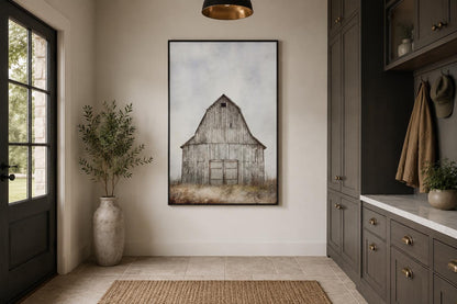 Rustic Old Barn In The Field Vertical Farmhouse Wall Decor Canvas Wall Art