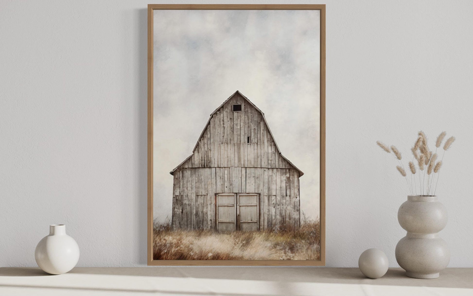 Rustic Old Barn In The Field Vertical Farmhouse Wall Decor Canvas Wall Art