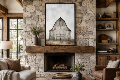 Rustic Old Barn In The Field Vertical Farmhouse Wall Decor Canvas Wall Art