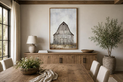 Rustic Old Barn In The Field Vertical Farmhouse Wall Decor Canvas Wall Art