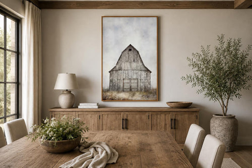 Rustic Old Barn In The Field Vertical Farmhouse Wall Decor Canvas Wall Art