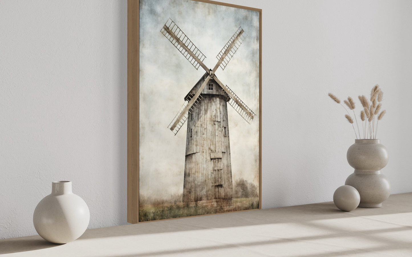 Rustic Old Windmill Painting Farmhouse Wall Decor Canvas Wall Art