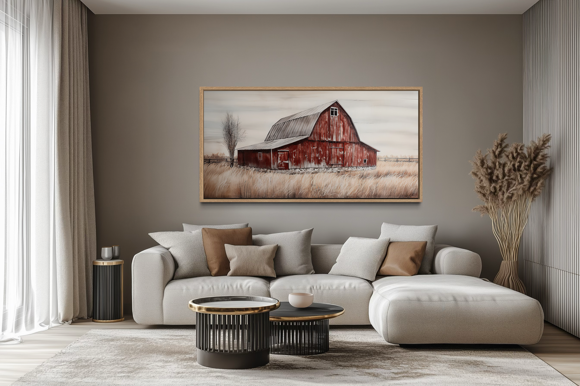 Rustic Red Old Farm Barn Painting On Wood Farmhouse Canvas Wall Art