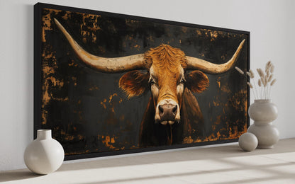 Rustic Texas Longhorn Cow Extra Large Wall Art for Western Decor