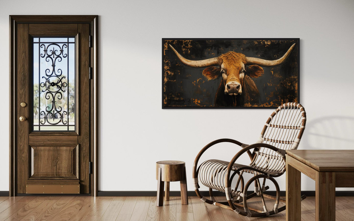 Rustic Texas Longhorn Cow Extra Large Wall Art for Western Decor