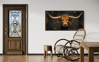 Rustic Texas Longhorn Cow Extra Large Wall Art for Western Decor