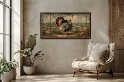 Rustic Turkey Canvas Art – Autumn Thanksgiving Farmhouse Wall Decor