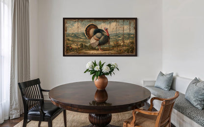 Rustic Turkey Canvas Art – Autumn Thanksgiving Farmhouse Wall Decor