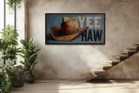 Rustic Yeehaw Sign with Cowboy Hat Canvas Wall Art