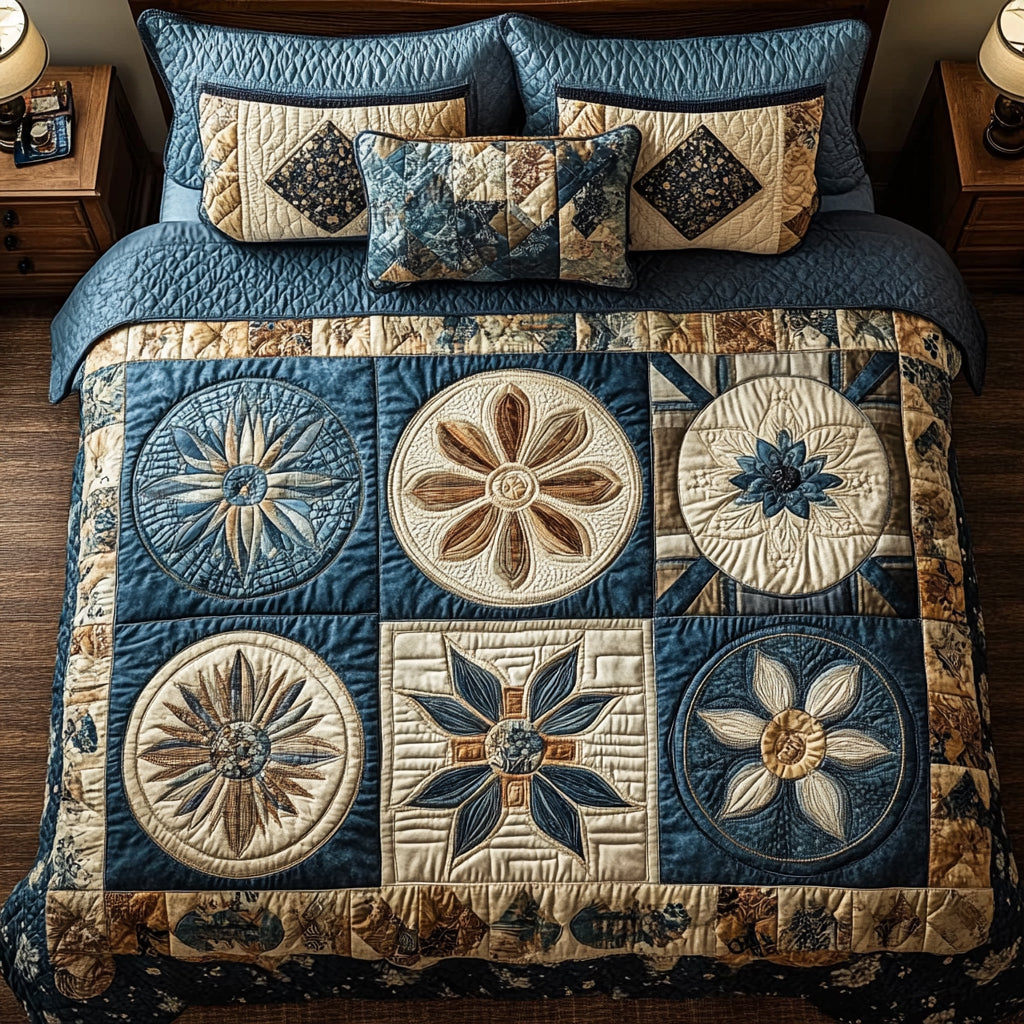 Single (59'' x 70'') /Rustic Bloom 3-Piece Quilted Bedding Set