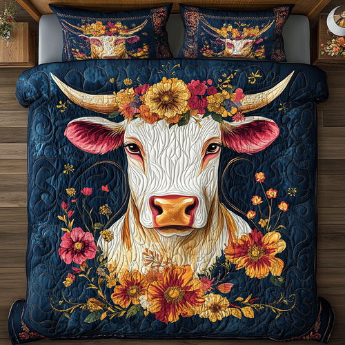 Rustic Cow 3-Piece Quilted Bedding Set - Single (59" x 70")