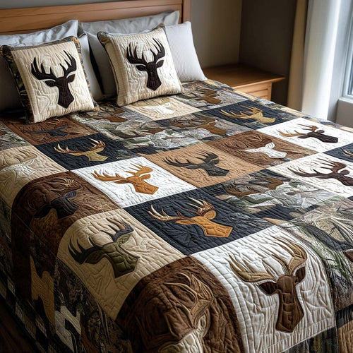 Rustic Antlers 3-Piece Quilted Bedding Set - Single (59" x 70")