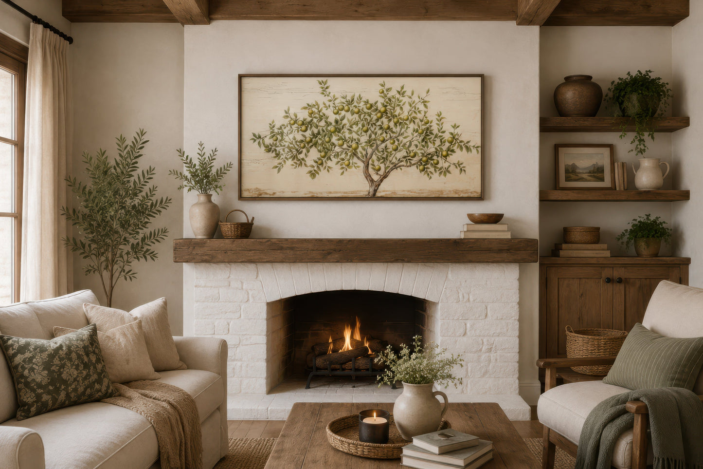 Rustic Farmhouse Wall Art – Apple Tree Canvas Kitchen Decor With Cozy Orchard Style