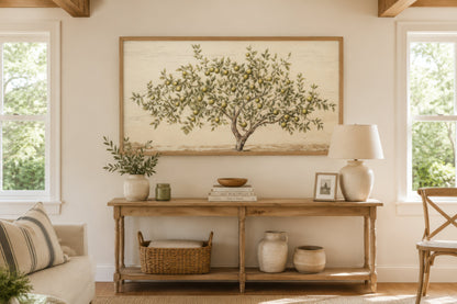 Rustic Farmhouse Wall Art – Apple Tree Canvas Kitchen Decor With Cozy Orchard Style